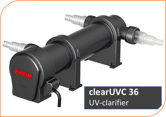 Floating algae can cloud pond water and pathogenic germs and bacteria can threaten the health of the fish. The CLEAR UVC guarantees a highly efficient remedy by targeting harmful pathogens and bacteria with UV radiation whilst maintaining crystal clear pond water.