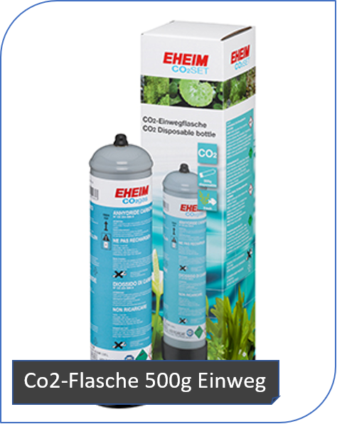 Recyclingfähige Einwegflasche für Aquarien bis 200 Liter für Düngeanlagen-Komplettset EHEIM CO2SET200, TÜV-geprüft.